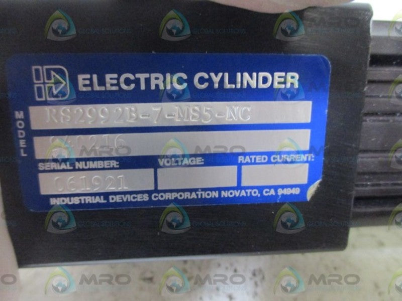 INDUSTRIAL DEVICES CORP. RS2992B-7-MS5-NC ELECTRIC CYLINDER  NSNP  NO BOX