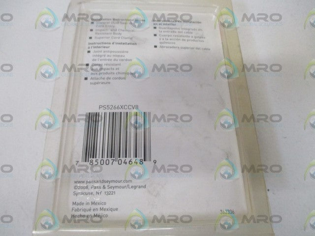 LOT OF 3 PASS & SEYMOUR PS5266XCCV8 STRAIGHT BLADE PLUG *ORIGINIAL PACKAGE*