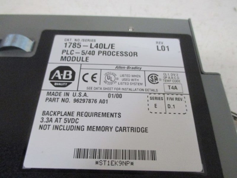 ALLEN BRADLEY 1785-L40L SER. E F/W D.1 PROCESSOR MODULE  *NEW NO BOX*
