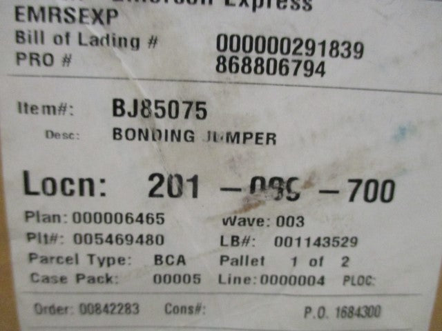 LOT OF 5 APPLETON BJ8-5075 GROUNDING AND BONDING JUMPER *NEW IN BOX*