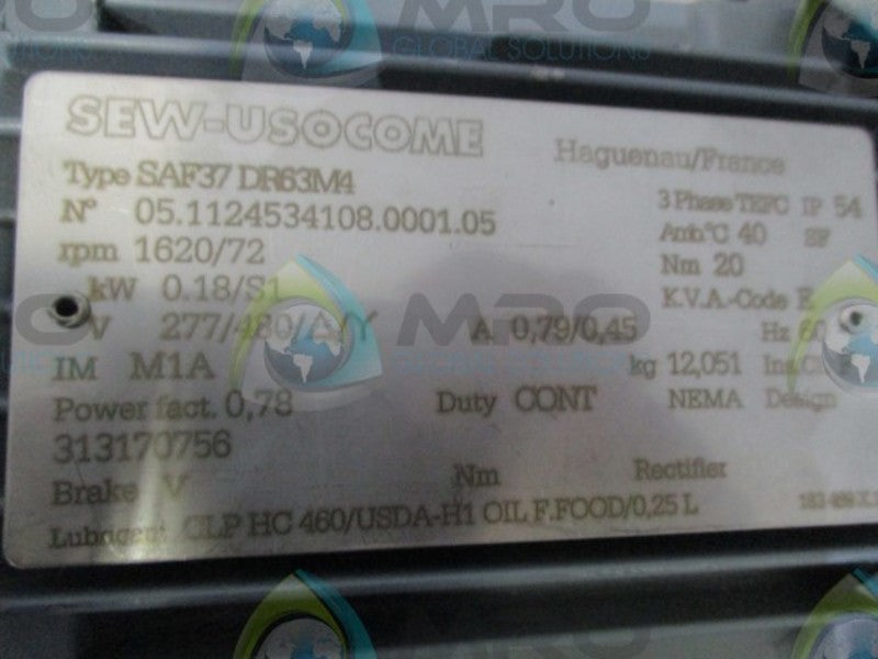 SEW-USOCOME SAF37DR63M4 GEAR MOTOR  NSNP