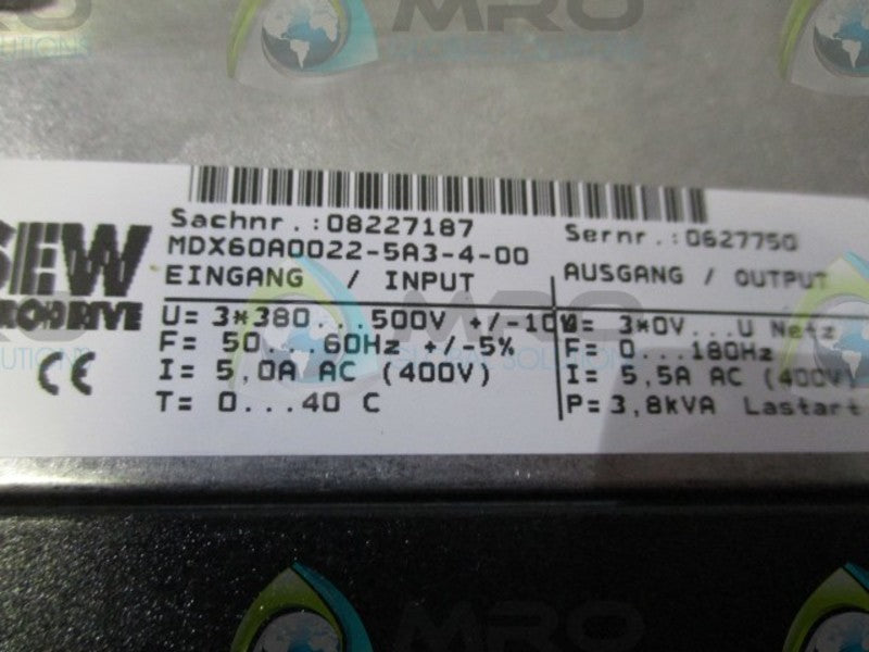 SEW-EURODRIVE MDS60A0022-5A3-4-0T MOVIDRIVE  NSNP