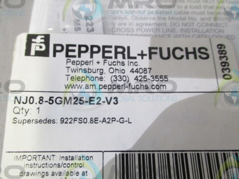 PEPPERL+FUCHS NJ0.8-5GM25-E2-V3 PROXIMITY SWITCH * NEW IN FACTORY BAG *