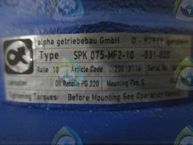 ALPHA SPK075-MF2-10-031-000 GEAR BOX  NSNP
