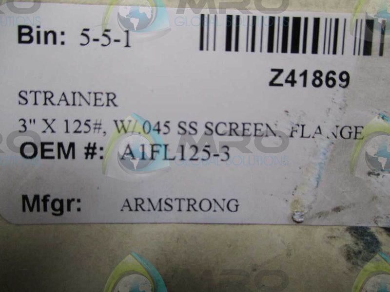ARMSTRONG 3" 125 LB VALVE A1FL125-3 * NEW NO BOX *
