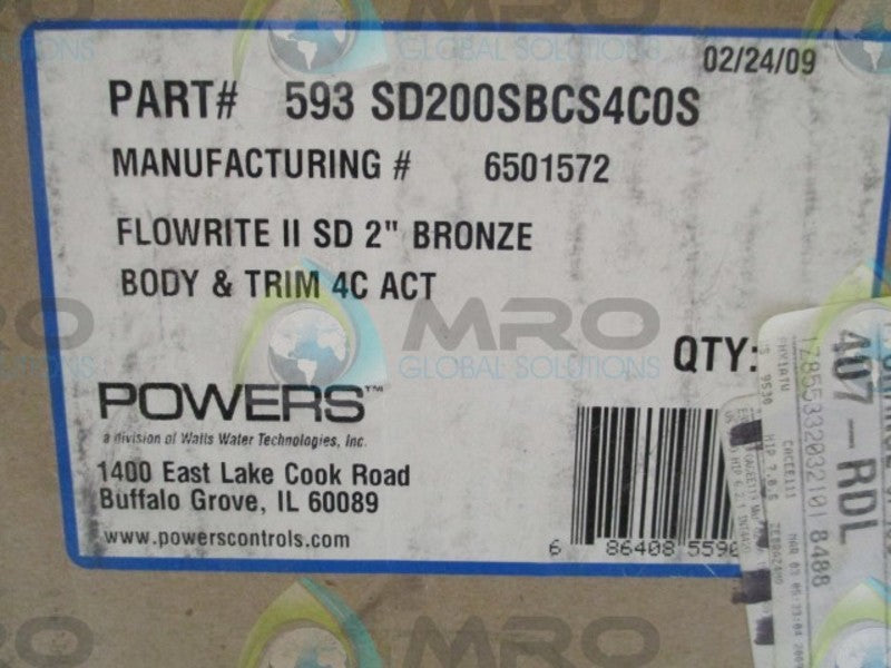 WATTS 593 SD200SBCS4C0S VALVE  NSMP