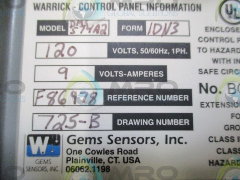 WARRICK CONTROLS DMS-574-A-2 LEAK INSTRUMENT DETECTOR  NSMP