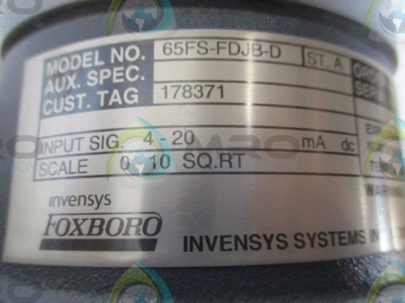 FOXBORO 65FS-FDJB-D FIELD MOUNT FLOW GAUGE  NSMP