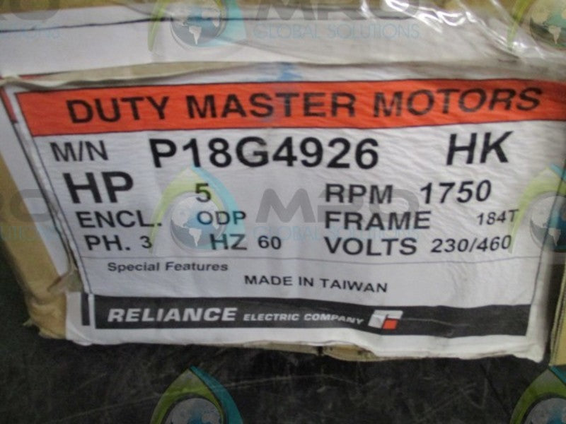 RELIANCE ELECTRIC P18G4926 ELECTRIC MOTOR TYPE P 5 HP 1750 RPM  NSMP