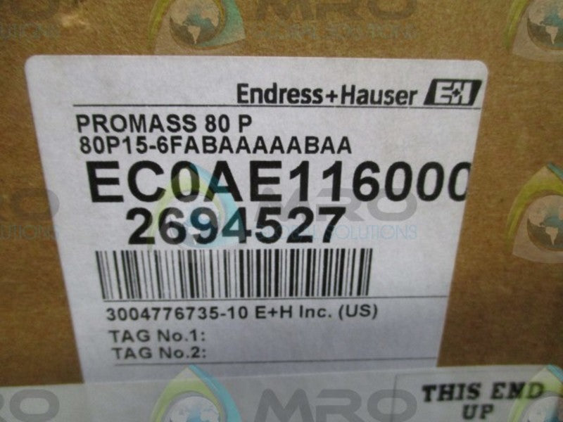 ENDRESS+HAUSER PROMASS 80 80P15-6FABAAAAABAA FLOW METER * FACTORY SEALED *