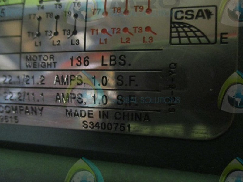 RELIANCE ELECTRIC P21S3064 ELECTRIC MOTOR TYPE P 7.5 HP 1755 RPM * NEW