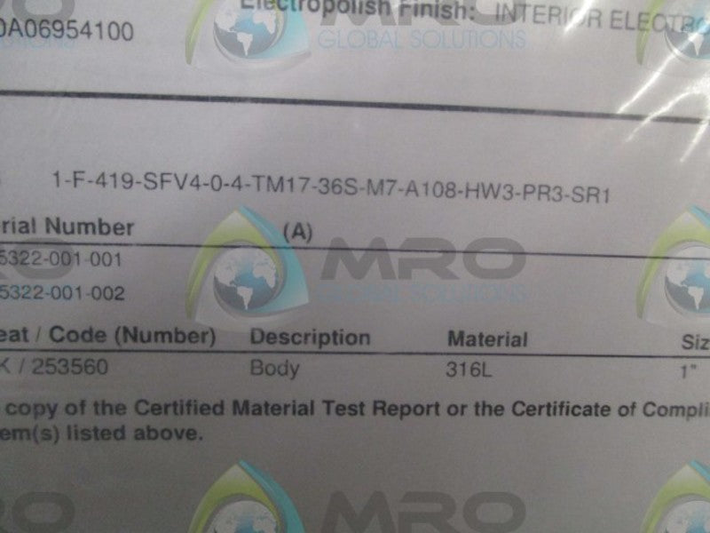 ITT 1-316L-SFV4-CWP150 73N12F NSMP