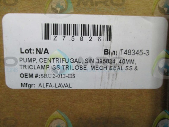 ALFA LAVAL SRU2/013/HS ROTARY LOBE PUMP * NEW IN BOX *