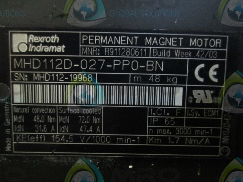 REXROTH INDRAMAT MHD112D-027-PP0-BN NSMP