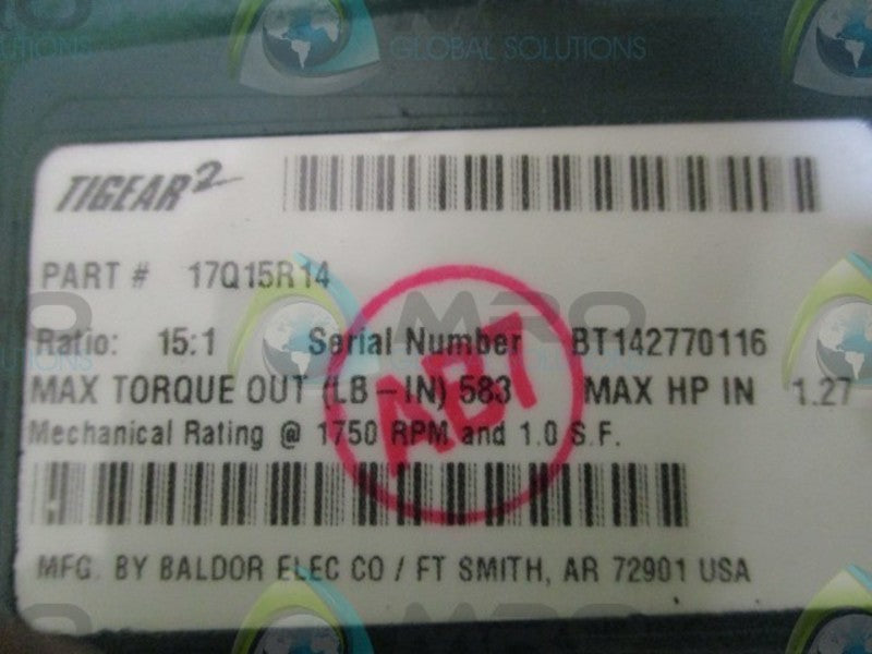 DODGE TIGEAR 2 17Q15R14 GEAR REDUCER 1.27 HP 1750 RPM  NSNP