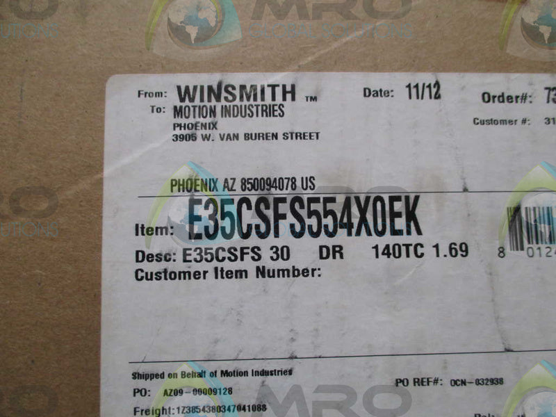 WINSMITH SE ENCORE E35CSFS554X0EK GEAR REDUCER  NSMP