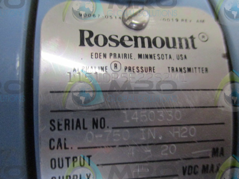 ROSEMOUNT 1151DP5E22S2M1 TRANSMITTER 01199CAP (DESCRIPTION)  UNMP