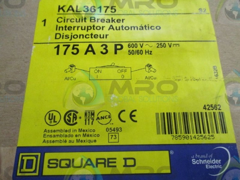 SQUARE D KAL36175 CIRCUIT BREAKER 175 AMP 3 POLE * FACTORY SEALED *