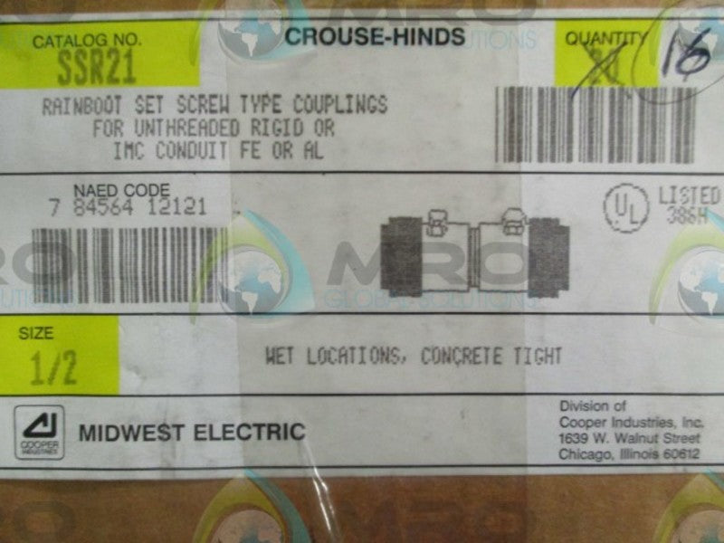 LOT OF 16 CROUSE-HINDS SSR21 RAINBOOT SET SCREW SIZE 1/2  NSMP