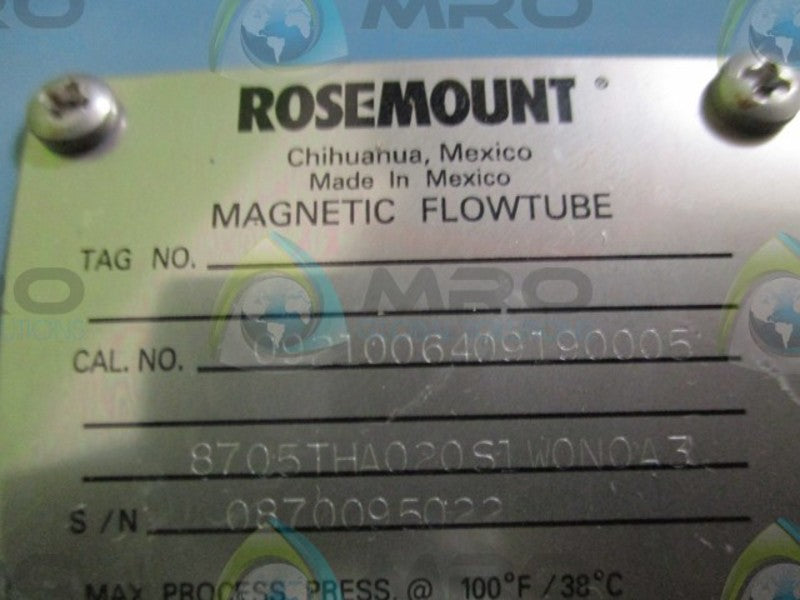 ROSEMOUNT 8705THA020S1W0N0A3 MAGNETIC FLOWTUBE  NSNP
