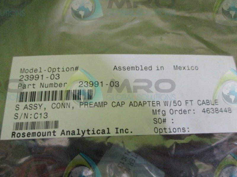 ROSEMOUNT 23991-03 CABLE PREAMPLIFIER CAP 50 FT  NSNP
