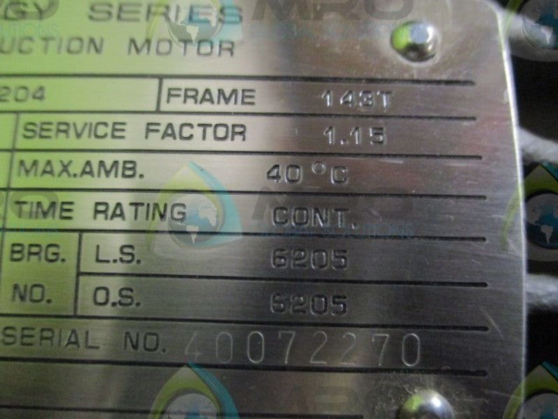 TOSHIBA B0014FGF204 3-PHASE INDUCTION MOTOR 1 HP 1735 RPM  NSMP