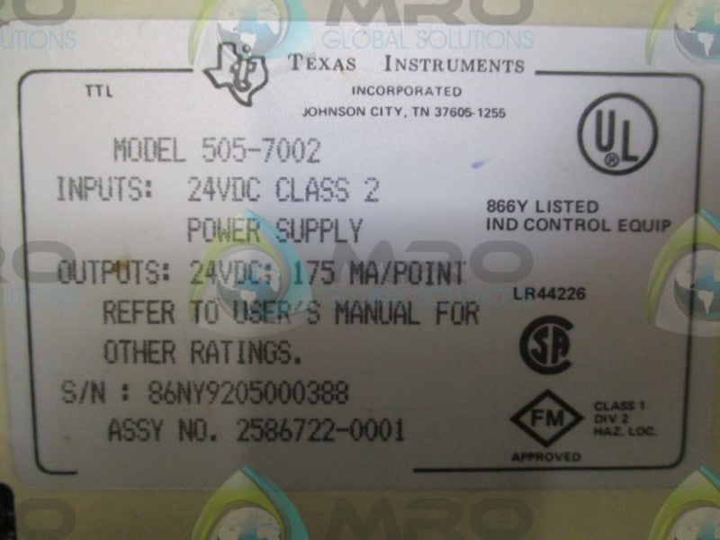 TEXAS INSTRUMENTS 505-7002 POWER SUPPLY  NSNP