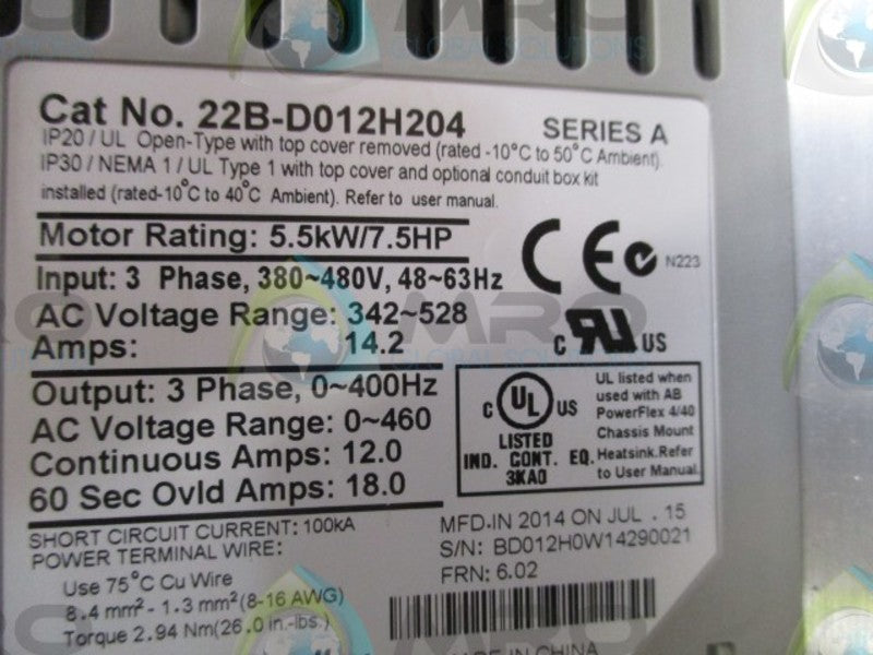 INDUSTRIAL SPARE PART 22B-D012F204 SER. A AC DRIVE  NSNP