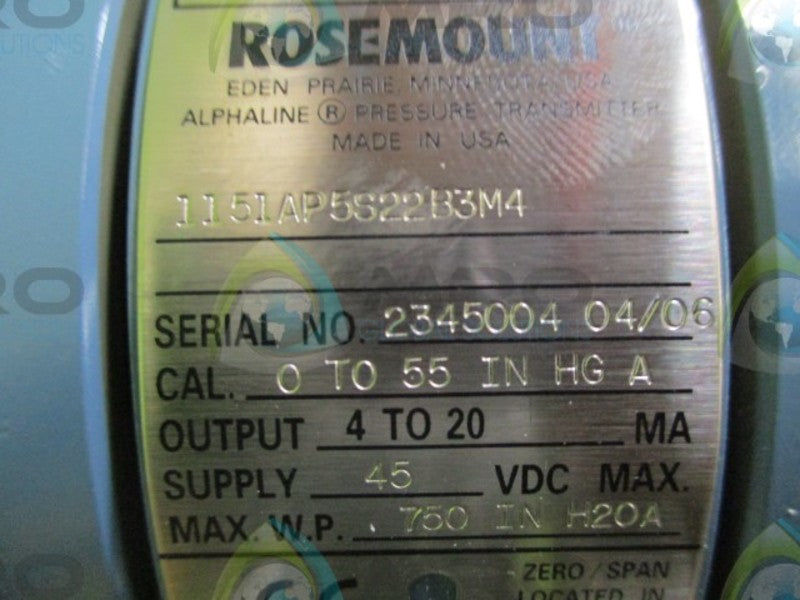 ROSEMOUNT 1151AP5S22B3M4 PRESSURE TRANSMITTER  NSNP