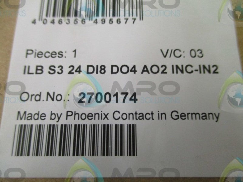 PHOENIX CONTACT ILBS324DI8DO4AO2INC-IN2 2700174 BUS COUPLER * FACTORY SEALED *