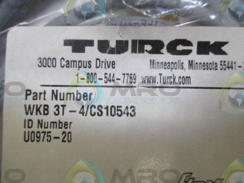 TURCK WKB3T-4/CS10543 CORDSET * NEW IN FACTORY BAG *