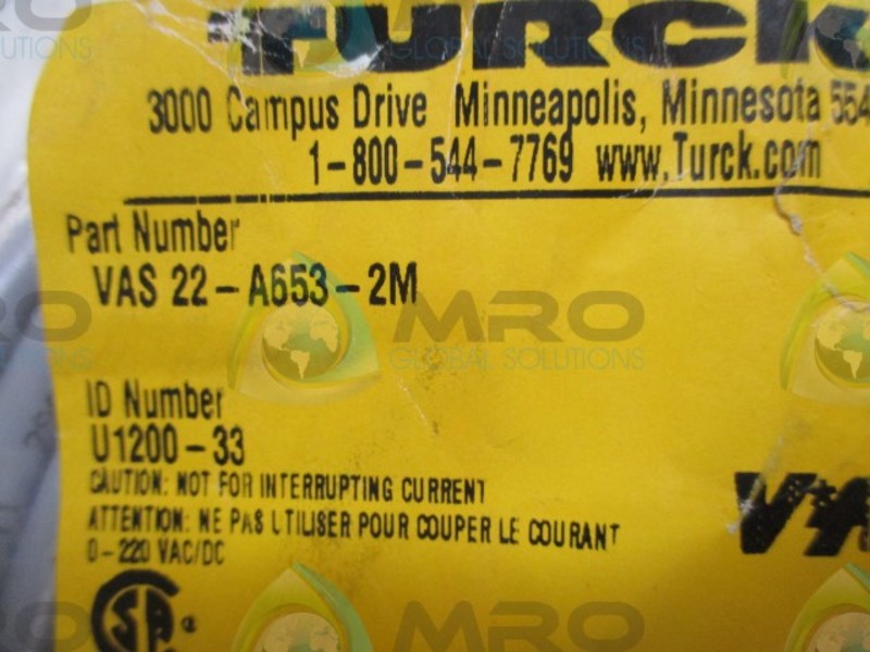 TURCK VAS22-A653-2M CORDSET * NEW IN FACTORY BAG *