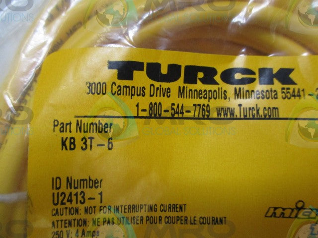 TURCK KB3T-6 CORDSET * NEW IN FACTORY BAG *