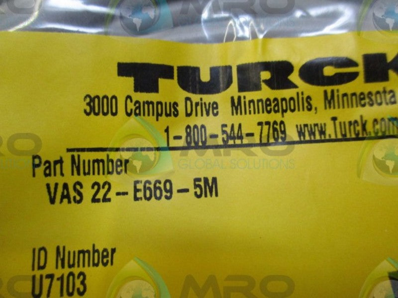 TURCK VAS22-E669-5M CABLE * NEW IN FACTORY BAG *