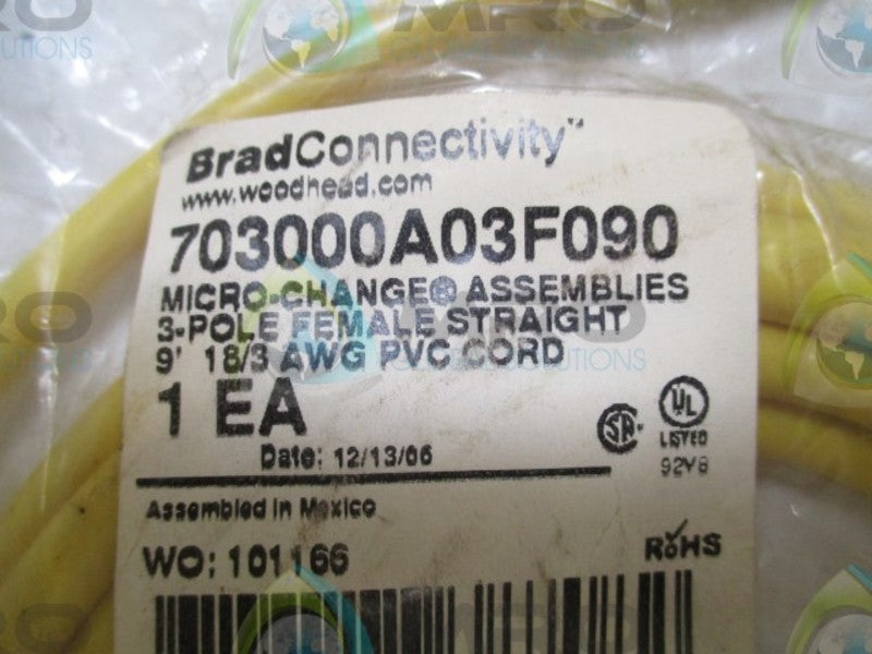 BRAD CONNECTIVITY 703000A03F090 CORDSET  NSMP