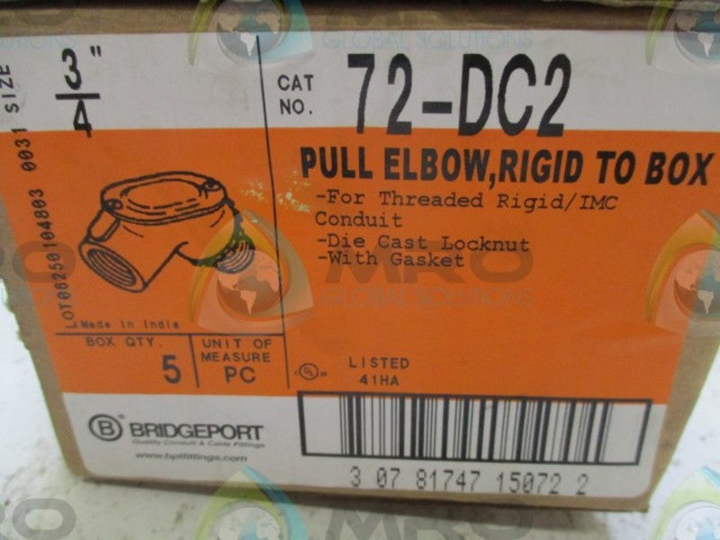 BRIDGEPORT 72-DC2 PULL ELBOW 3/4" PACKAGE OF 4  NSMP