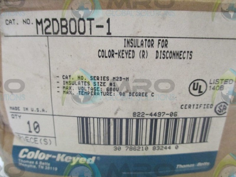 THOMAS & BETTS M2DBOOT-1 DOUBLE MALE BOOT PACKAGE OF 10  NSMP