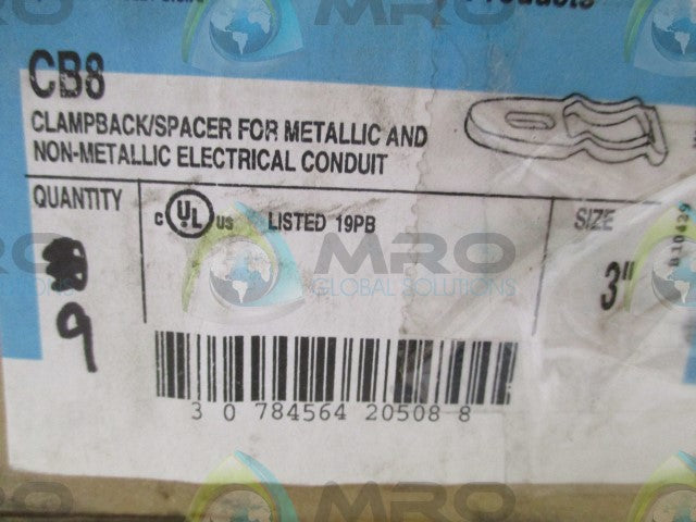LOT OF 9 CROUSE-HINDS CB8 CLAMPBACK/SPACER 3" *NEW IN BOX*
