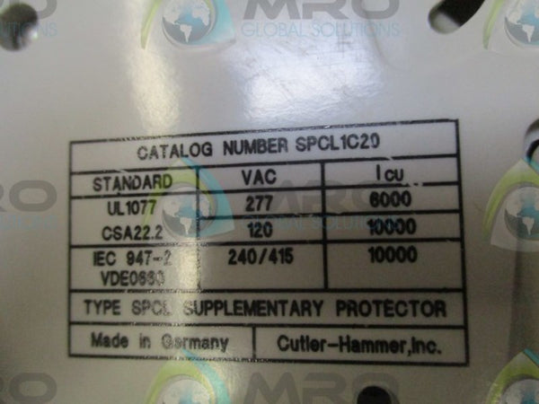 CUTLER HAMMER SPCL1C20 CIRCUIT BREAKER  NSNP