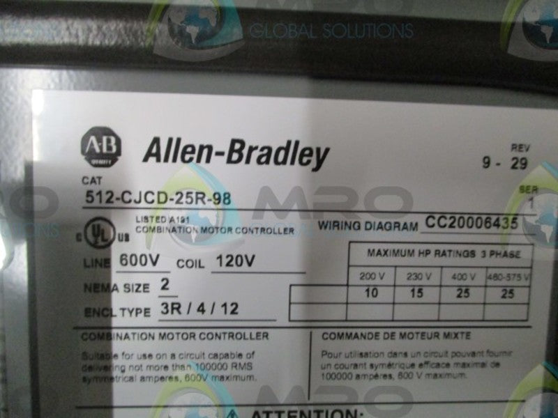 Allen Bradley 512CJCD25R98 SER. 1 * GENUINE *