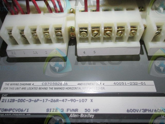 Allen Bradley 2112B-DDC-3-6P-17-26R-47-90-107 SER. X STARTER **GENUINE**