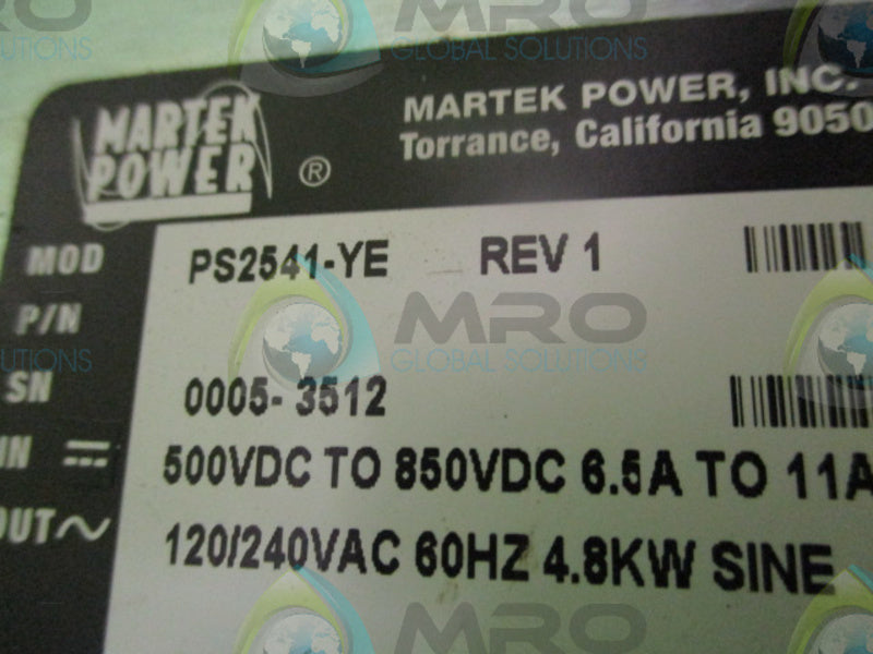 MARTEK POWER PS2541-YE REV. 1  NSNP