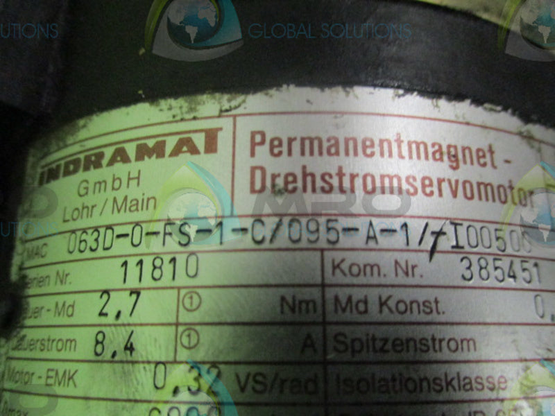 INDRAMAT MAC063D-0-FS-1-C/095-A-1/-I00500 SERVO MOTOR  UNMP