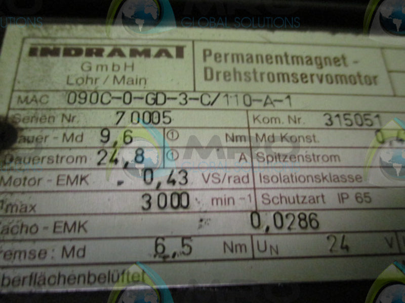 INDRAMAT MAC090C-0-GD-3-C/110-A-1 SERVO MOTOR  UNMP