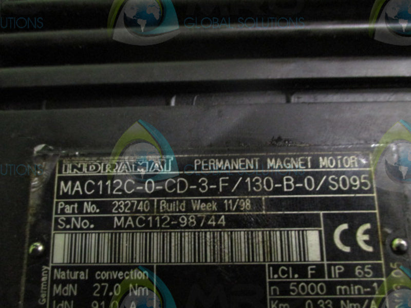 INDRAMAT MAC112C-0-CD-3-F/130-B-0/S095 SERVO MOTOR  UNMP