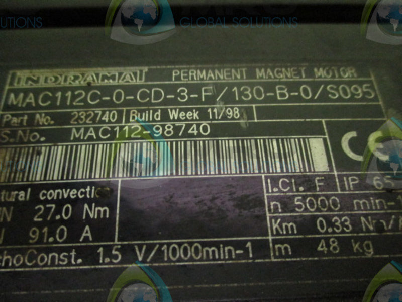 INDRAMAT MAC112C-0-CD-3-F/130-B-0/S095 SERVO MOTOR (AS PICTURED)  UNMP