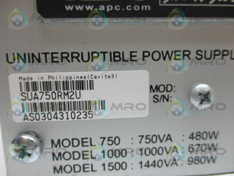 APC SUA750RM2U UNINTERRUPTIBLE POWER SUPPLY  UNMP