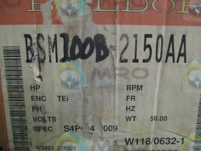 BALDOR BSM100B-2150AA BRUSHLESS AC SERVOMOTOR (AS PICTURED-COVER)  UNMP