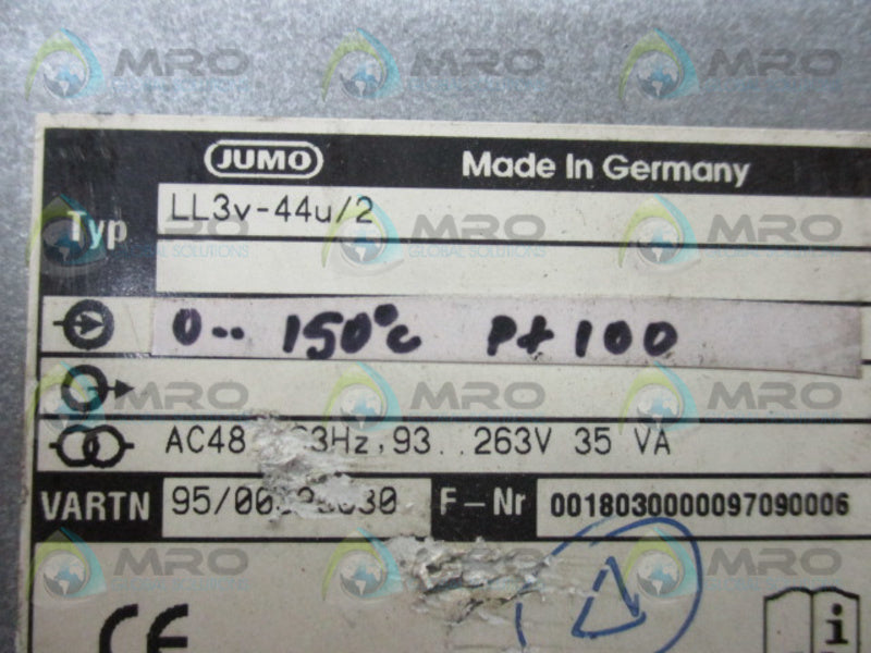JUMO LL3V-44U/2 PEN RECORDER  UNMP