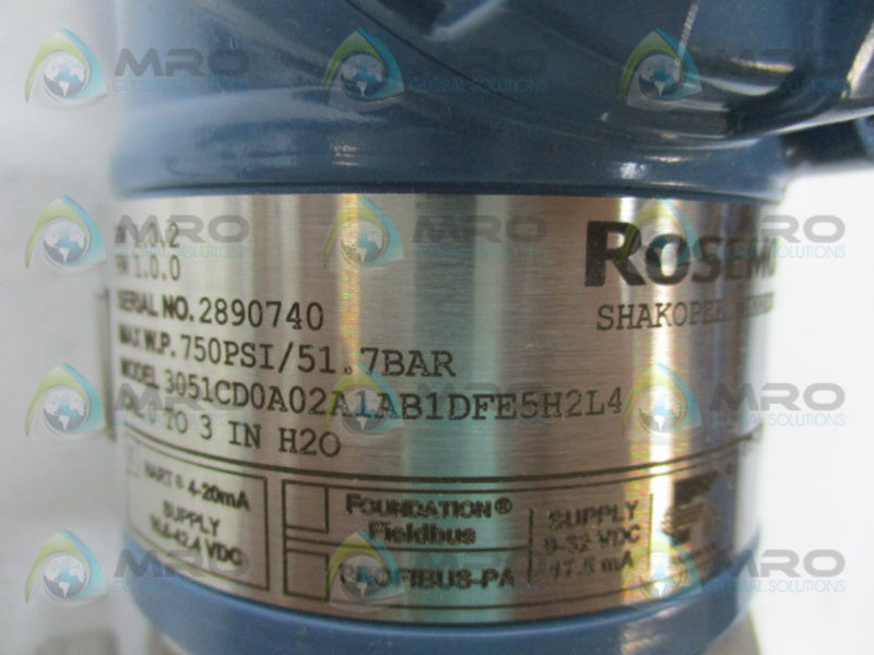 ROSEMOUNT 3051CD0A02A1AB1DFE5H2L4 PRESSURE TRANSMITTER  NSMP